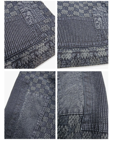 Men's Paneled Sashiko Kendo Jacket, Charcoal