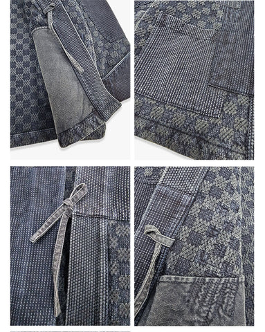 Men's Paneled Sashiko Kendo Jacket, Charcoal