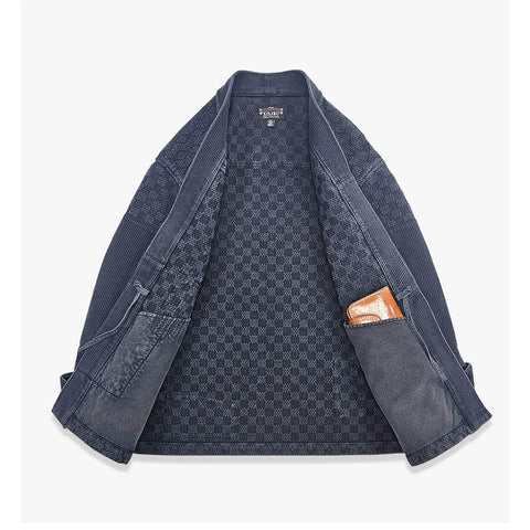 Men's Paneled Sashiko Kendo Jacket, Charcoal
