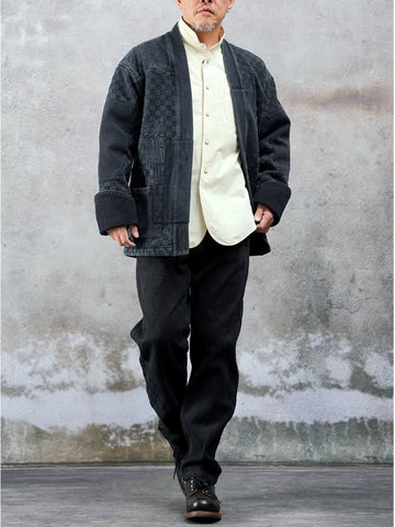 Men's Paneled Sashiko Kendo Jacket, Charcoal
