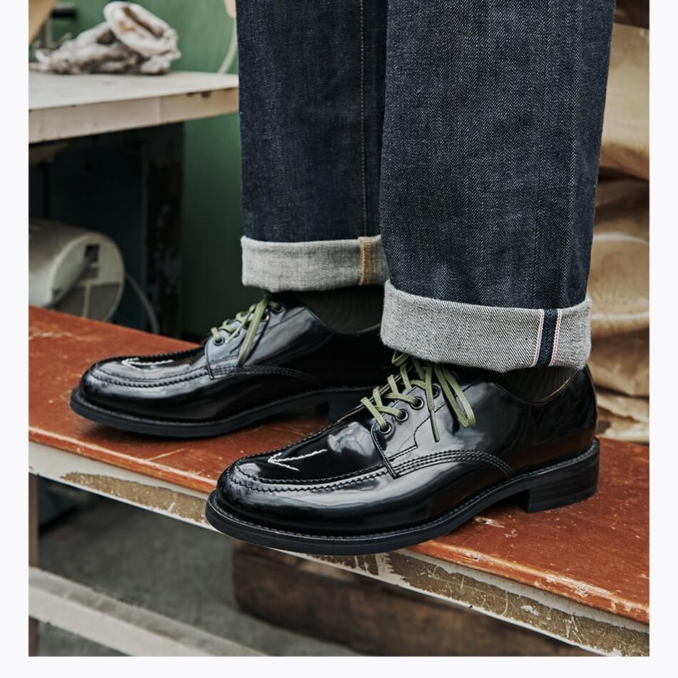 Men's Arrow Apron Derby, Polished Leather