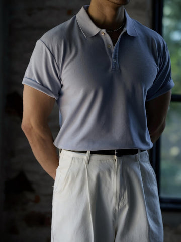Men's Hazy Blue Polo Shirt, Short Sleeves
