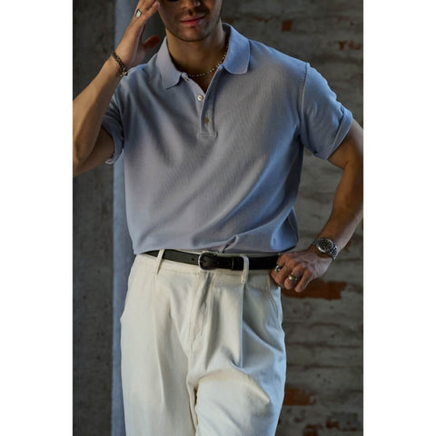Men's Hazy Blue Polo Shirt, Short Sleeves