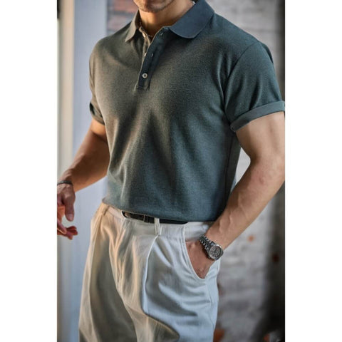 Men's Hazy Blue Polo Shirt, Short Sleeves