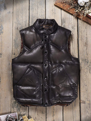Men's Quilted Leather Down Vest