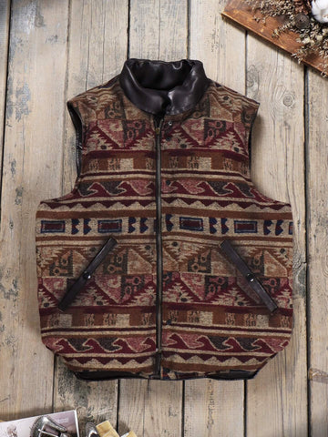 Men's Quilted Leather Down Vest