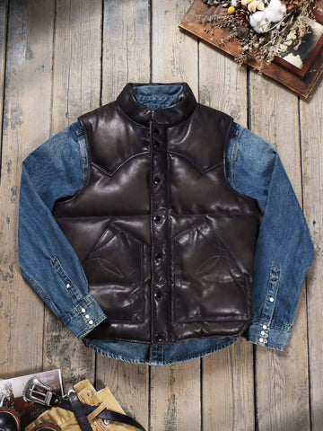 Men's Quilted Leather Down Vest