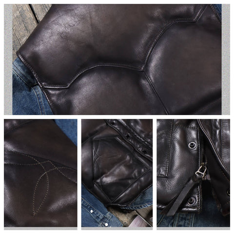 Men's Quilted Leather Down Vest