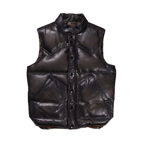 Men's Quilted Leather Down Vest