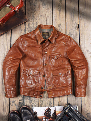 Men's Ranch Leather Jacket, Calfskin