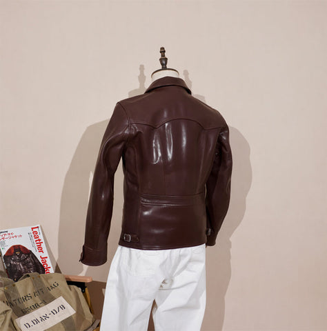 Men's Sports Leather Jacket, Tea Core Horsehide