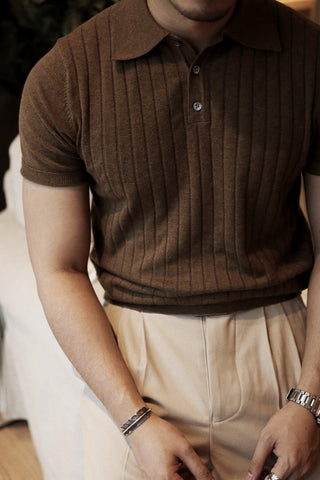 Men's Rib Knit Polo Shirt