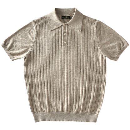 Men's Rib Knit Polo Shirt