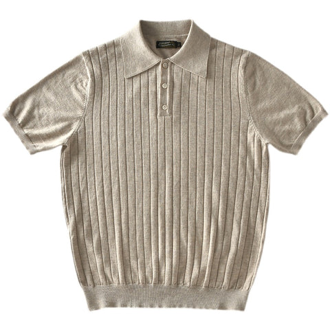 Men's Rib Knit Polo Shirt