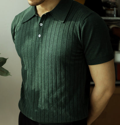 Men's Rib Knit Polo Shirt