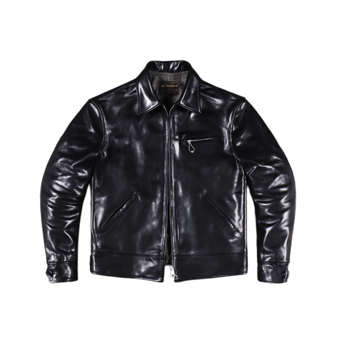 Men's Sports Leather Jacket, Black Horsehide
