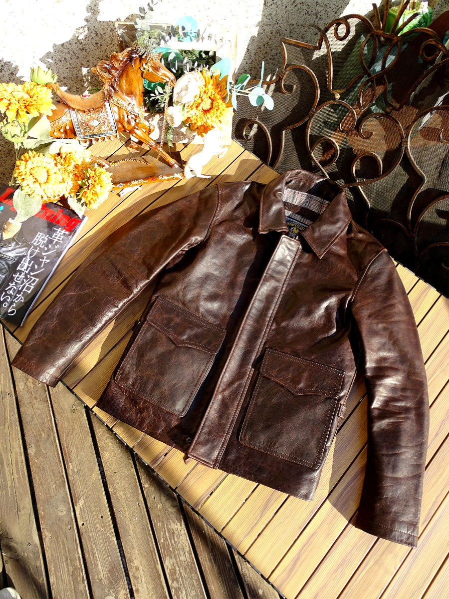 Roughneck Oil Driller Leather Jacket Front