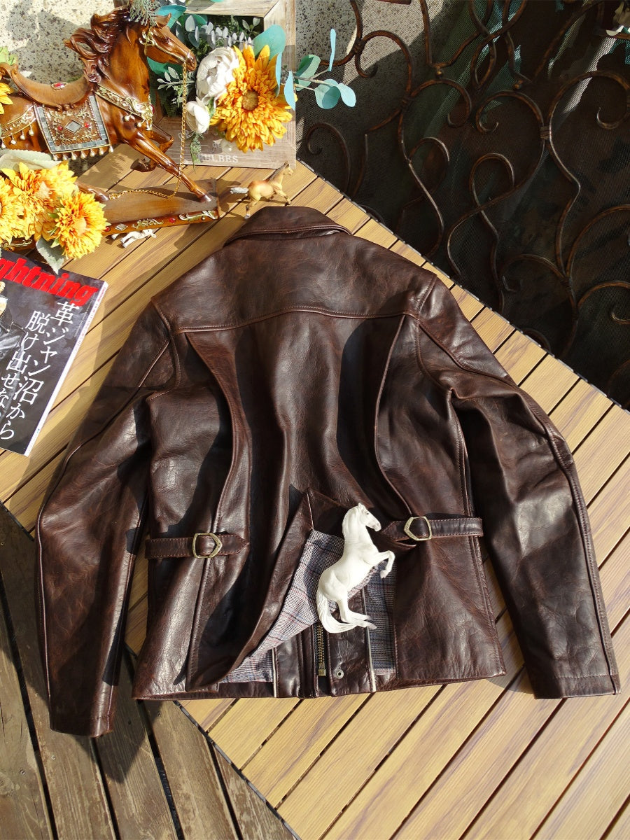 Coffee Leather Jacket Back