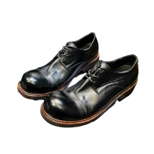 Round Ball Toe Derby Shoes Black