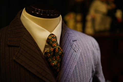 メンズ ストライプ ソルトペッパー フレンチサックスーツ