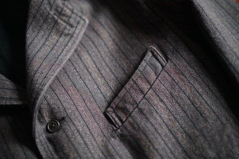 メンズ ストライプ ソルトペッパー フレンチサックスーツ