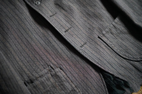 メンズ ストライプ ソルトペッパー フレンチサックスーツ