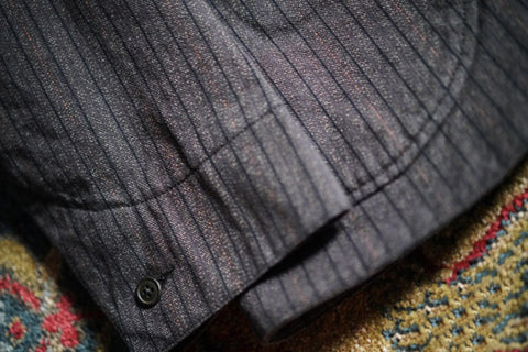 メンズ ストライプ ソルトペッパー フレンチサックスーツ