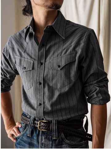 Men's Gray Salt Pepper Western Shirt