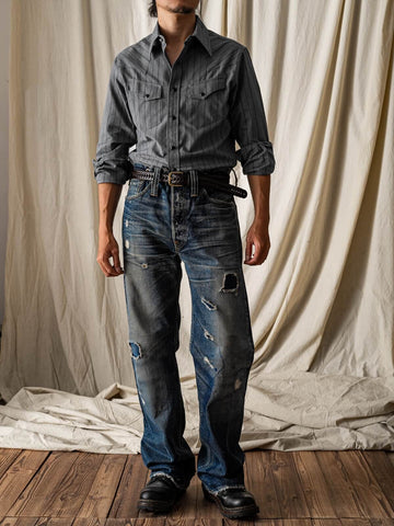 Men's Gray Salt Pepper Western Shirt