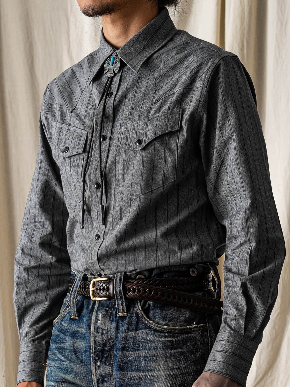 Men's Gray Salt Pepper Western Shirt
