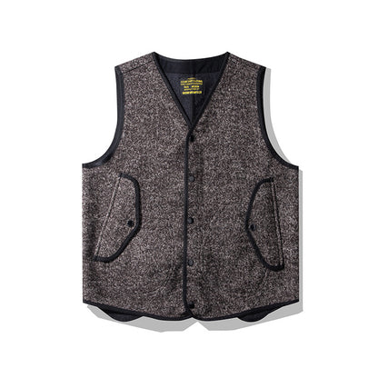 Salt Pepper V-neck Tweed Vest 