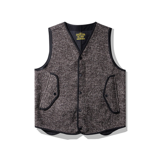 Salt Pepper V-neck Tweed Vest 