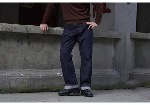 Men's Selvedge Denim Bootcut Jeans, Indigo Dyed