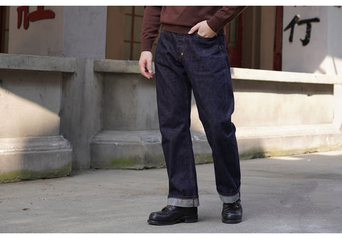 Men's Selvedge Denim Bootcut Jeans, Indigo Dyed