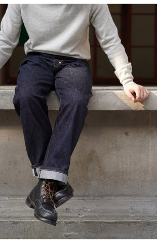 Men's Selvedge Denim Bootcut Jeans, Indigo Dyed