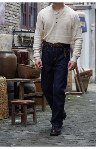 Men's Selvedge Denim Bootcut Jeans, Indigo Dyed