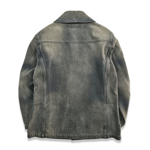 Men's Shawl Collar Denim Jacket, Grey Blue