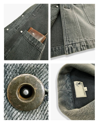 Men's Shawl Collar Denim Jacket, Grey Blue