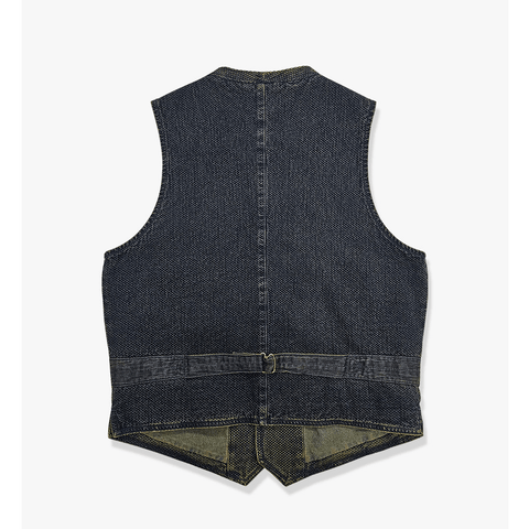 Men's Shawl Collar Sashiko Vest