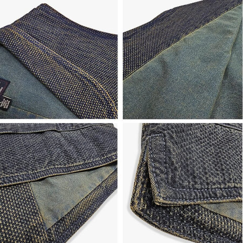 Men's Shawl Collar Sashiko Vest
