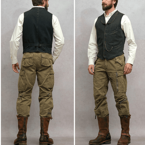 Men's Shawl Collar Sashiko Vest