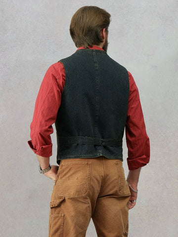 Men's Shawl Collar Sashiko Vest