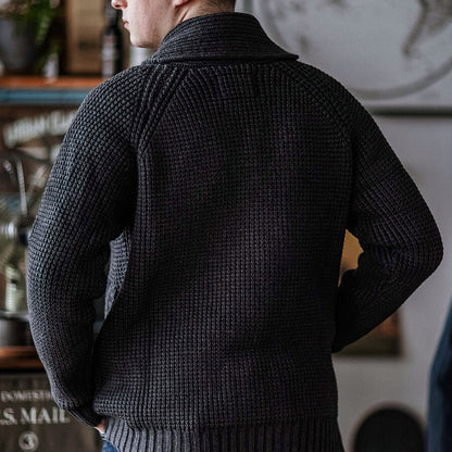 Men's Shawl-Collar Waffle Cardigan