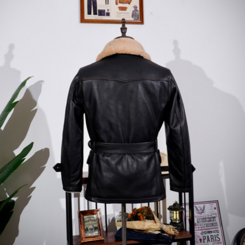 Men's Shearling Collar Ranch Coat, Cowhide