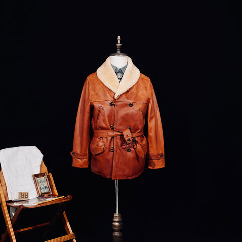 Men's Shearling Collar Ranch Coat, Cowhide