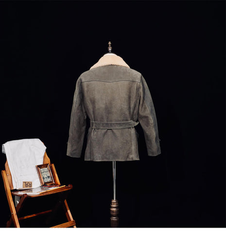 Men's Shearling Collar Ranch Coat, Cowhide