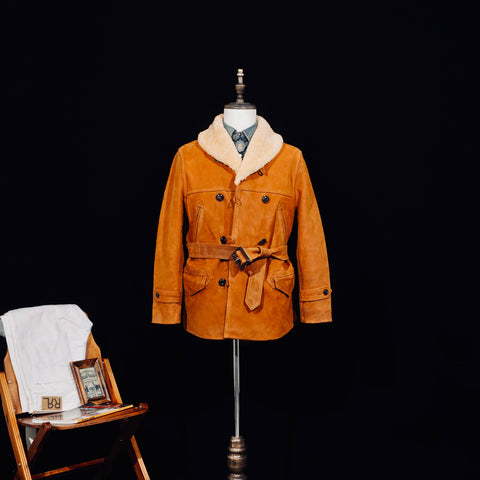 Men's Shearling Collar Ranch Coat, Cowhide