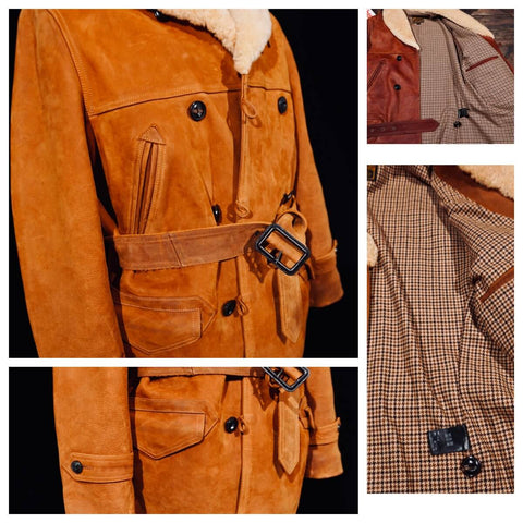 Men's Shearling Collar Ranch Coat, Cowhide