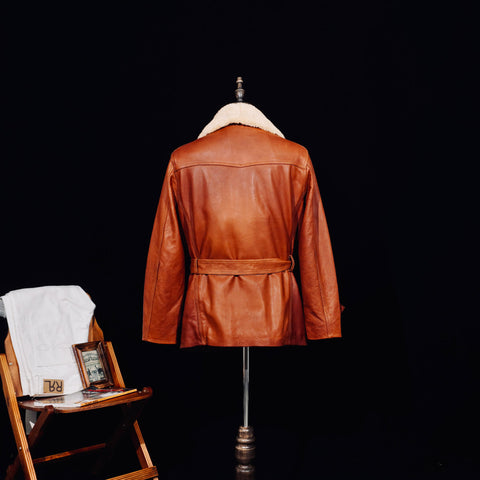 Men's Shearling Collar Ranch Coat, Cowhide