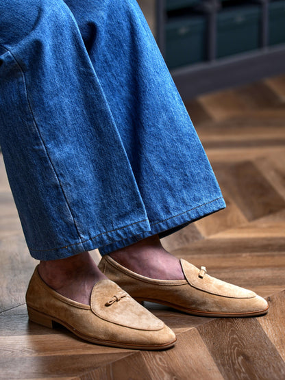 Men's Suede Sheepskin Tassel Loafers